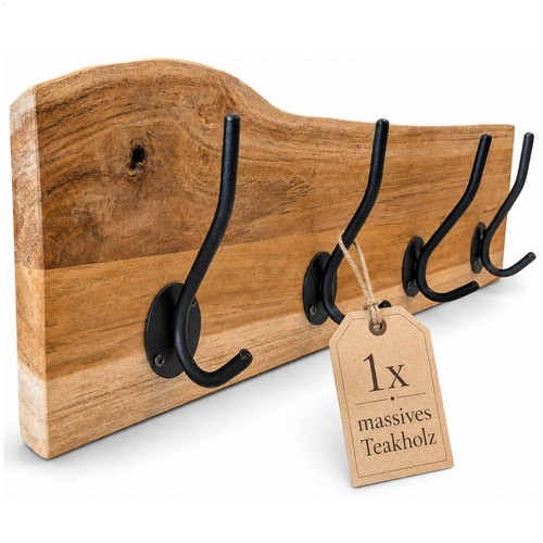 Hakenleiste aus teakholz mit - hakenleiste,