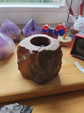 Roter Jaspis Hämatit Brekzien Mineral 7x7,5cm Heilstein 1073g Für Teelicht