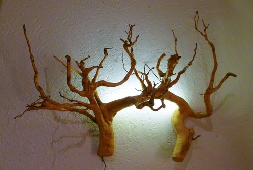 Wandlampe aus wurzelholz mit - wandlampe,