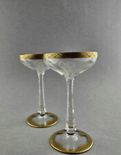 Jugendstil - 2 Sektschalen / Sektglas mit Schwertlilie. Moser, Karlsbad, 1902.