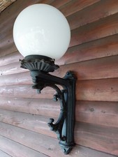 Wandleuchte,Lampe ,Aussenleuche,Antik Look,Schwarz,Metall,Opalglas,Kugel,E 27