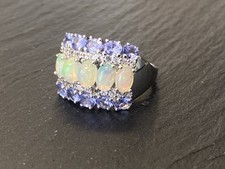 RING 925 STERLING SILBER OPAL EDELOPAL GLAS GLASSTEINE SPINELL GRÖSSE 59,5