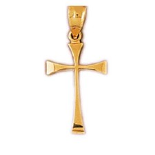 14K Gelbgold Kreuz Anhänger /
