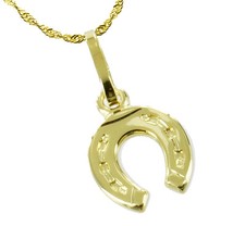 ECHT GOLD *** Kleiner Hufeisen Anhänger, Kette optional