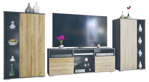 Wohnwand lowboard vitrine - wohnwand,