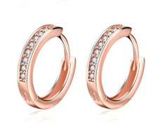 Ohrringe Creolen  Zirkonia Ohrschmuck Schnappverschluss Damen Rosengold Damen