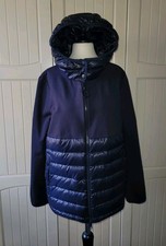 HOX Damen Daunen Hybrid Jacke Mix aus Stepp Softshell dunkelblau Gr. L