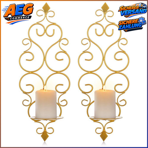 Wandkerzenhalter 2er set - wandkerzenhalter, gold