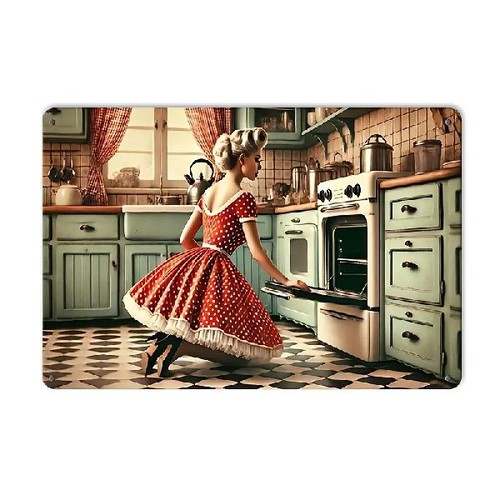 Blechschild frau herd - am,