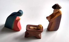 OSTHEIMER MARIA + JOSEF + JESUS KIND in der Krippe Holz Weihnachten