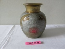 Messing Vase ca 12 cm bemalt