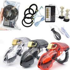 E-Stim Shock Penis Ring Keuschheitskäfig Brust Sucker Chastity Cage Gerät DE
