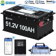 5KW 48V 100Ah Bluetooth  LiFePO4 Golf Cart Batterie Metallgehäuse 18A Ladegerät