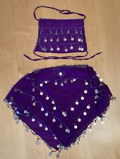 Kostüm Bauchtänzerin lila Rock verstellbare Zugband, Oberteil verstellbar Knoten
