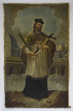 19 Jh. Altes Gemälde, hl. Johannes Nepomuk, Öl auf Leinwand, 71 x 113 cm