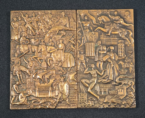 Bronze reliefplakette - 2x,