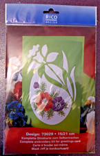 Kreuzstich Stickpackung  RICO Stickkarte Anemonen DIN A 5 komplett