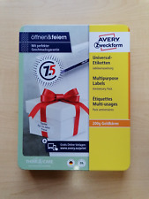 Blechdose für AVERY Zweckform Universal Etiketten ca. 21,5 cm x 17 cm x 2,5 cm