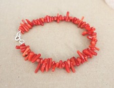 21 cm   rot  Korallen Armband,  Tube .Silber ,,  4-9 mm ( US  - 16*  )