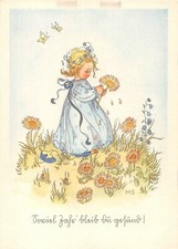 AK Künstlerkarte Margret Savelsberg Mädchen mit Blumen Postkarte vor 1945