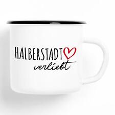 Emaille Tasse Halberstadt verliebt Vintage Geschenkidee Souvenir Präsent Wichtel