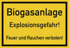 Biogasanlage-Explosionsgefahr! Feuer und Rauchen verb., Kunststoff, 200x140 mm