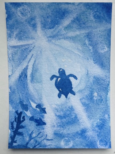 Original watercolor aceo sea - watercolor,