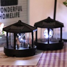 LED Solar Leuchtturm Gartendekoration 360° Drehbar Leuchtfeuer Dekor Deko Lampe