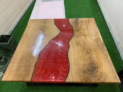 Roter epoxidholz couchtisch - roter,