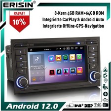 8-Kern 64GB Autoradio DAB+ Android 14 GPS Navi BT AUDI A4 S4 RS4 RNS-E SEAT EXEO
