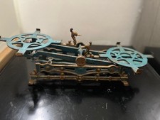 Antike Jugendstil Küchenwaage Tafelwaage Tischwaage Guss - gold/türkis