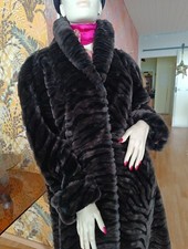 London Kunst Pelz Mantel Webpelz Bodenlang braun H.F. Greenfidld Futter wie neu