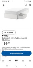 Bett ikea 90x200 cm Schubladen weiß nordli