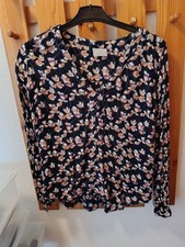 Kaffe Bluse Tunika 38, Blau mi Blütenmuster