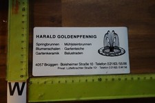 Alter Aufkleber Handwerk Springbrunnen Blumenschale Harald Goldenpfennig Brüggen