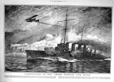 Alte 1917 Kriegstarnung Meer Rauchschutz Schiffe Flugzeug Westminster 20.