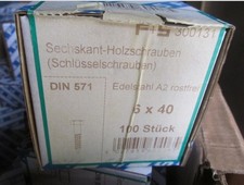 100 Stück Schlüsselschrauben Edelstahl  M6x40mm  Rostfrei A2 DIN571 /  SIMReg5K8