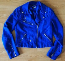 Divided H&M Stoff Jacke Art Leder Größe 36 Blaues Oberteil Jacke Frauen Damen