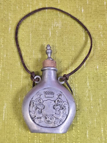 Antike zinnflasche flachmann - ,