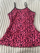 sexy Nachtkleid Pink Leo-Look Gr. 50/52 Übergröße Nachthemd Negligee (K39)