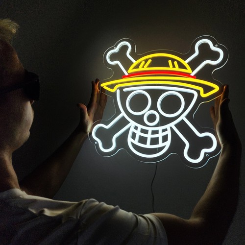 Anime piraten flagge neonlicht - flagge,