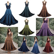 Damen Boho bestickt Maxikleid