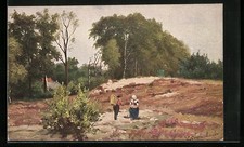 Künstler-AK Johan Georg Gerstenhauer: Mann mit Kiepe begegnet Bäuerin in einer  