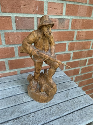 Holzfigur jäger mit gewehr - holzfigur,