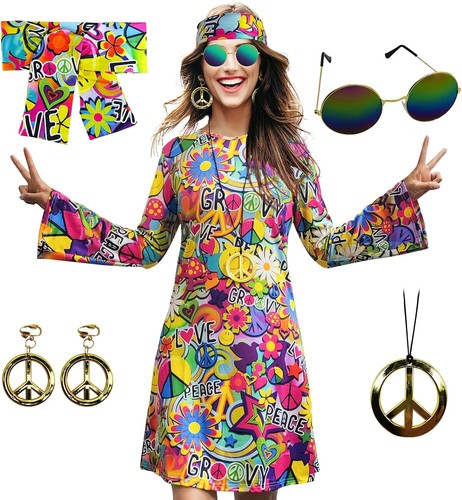 Retro hippie kleid 1970er - kleid,