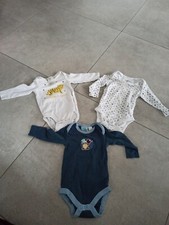 Set 3x Body langarm weiß blau Gr. 62 / 68 H&M Tiger Looney Tunes Taz