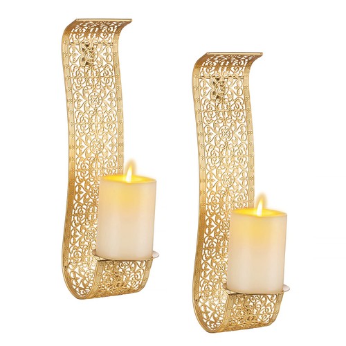 Vintage wandkerzenhalter gold - vintage,