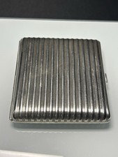 800 Silber Zigarettenetui Streifendekor schlicht Halbmond & Krone