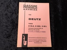 Ersatzteilliste Rasspe für Deutz D25.2 D30/s D40L  D2505 D3005 D4005