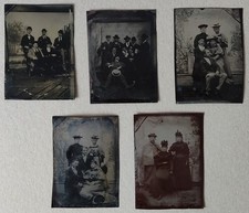 5 alte Zivil-/Privat-Fotos auf Metallplatte um 1890
